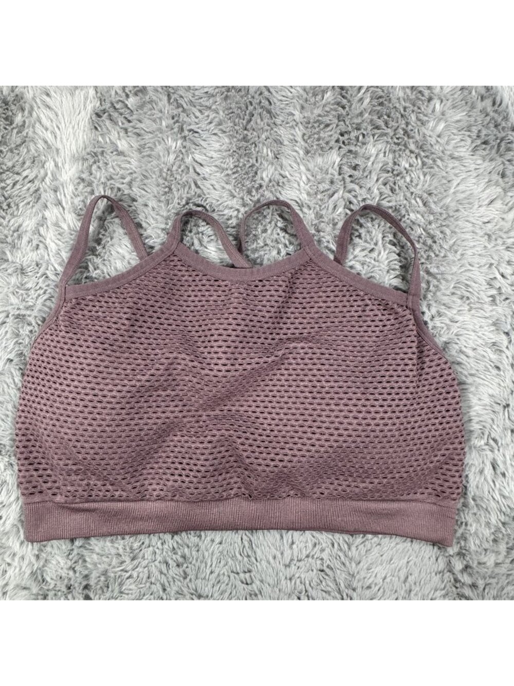 Yelete Womens Mesh Purple Sports Bra Strappy Back Large Workouts Sports